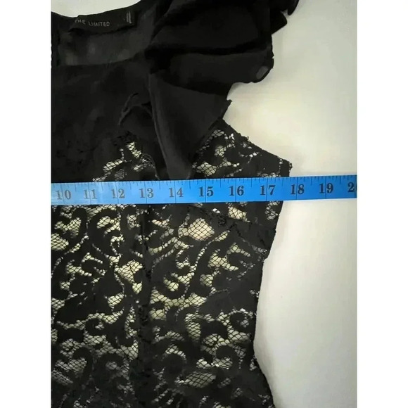 Whimsigoth Black Lace Cocktail Dress‎ One Shoulder Rosette The Limited L - Picture 16 of 16